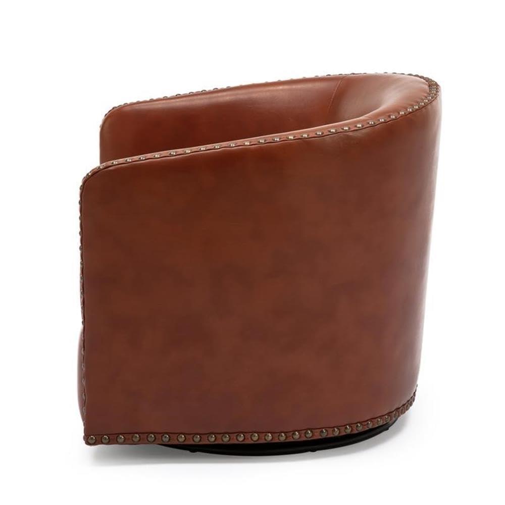 Comfort Pointe Tyler Swivel Arm Chair Caramel: Upholstered Faux Leather, Metal Legs, No Assembly Required