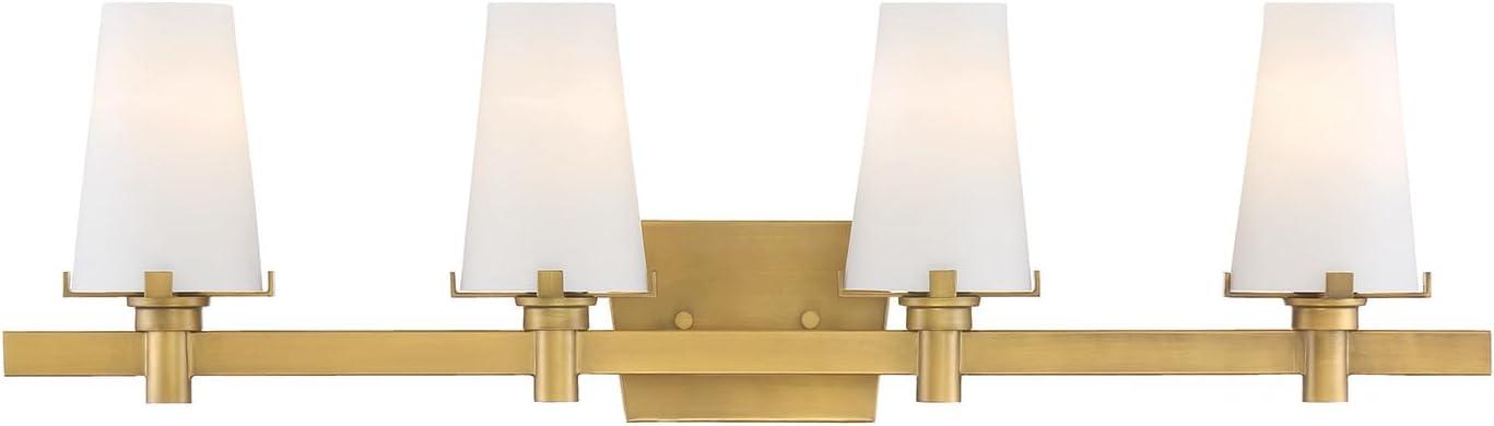 Designers Fountain Hyde Park Vintage Gold 4 Light Bathroom Vanity Light Fixture, 87904-VTG