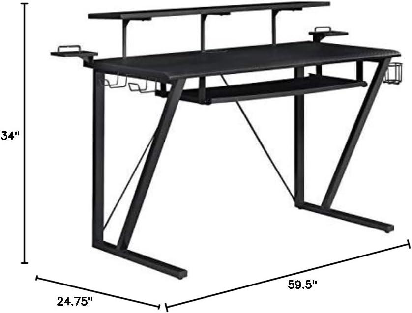 Tech Spec Gaming Desk with Cup Holder Gunmetal