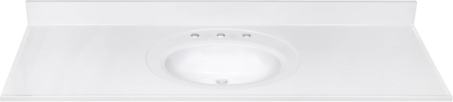 61 Inch Cultured Marble Vanity Top with Backsplash, Improved Package, White