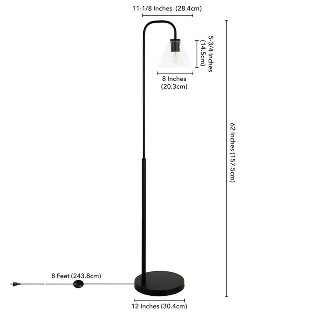 Evelyn&Zoe Henderson Arc Floor Lamp with Glass shade in Blackened Bronze/Clear