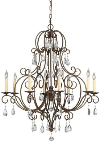 Mocha Bronze 8-Light Crystal Chandelier with Candelabra Bulbs