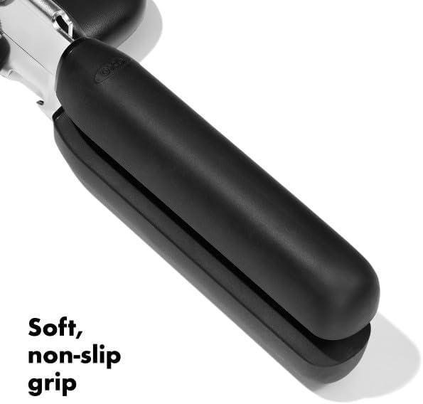 OXO Good Grips Soft Handled Stainless Steel Can Opener with Bottle Opener, Black