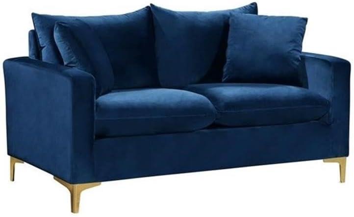 Meridian Furniture Naomi Contemporary Velvet Loveseat in Navy