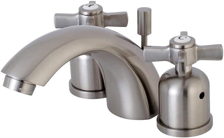Kingston Brass Kingston Brass Millennium Two-Handle 3-Hole Deck Mount Mini-Widespread Bathroom Faucet with Plastic Pop-Up KB8958ZX