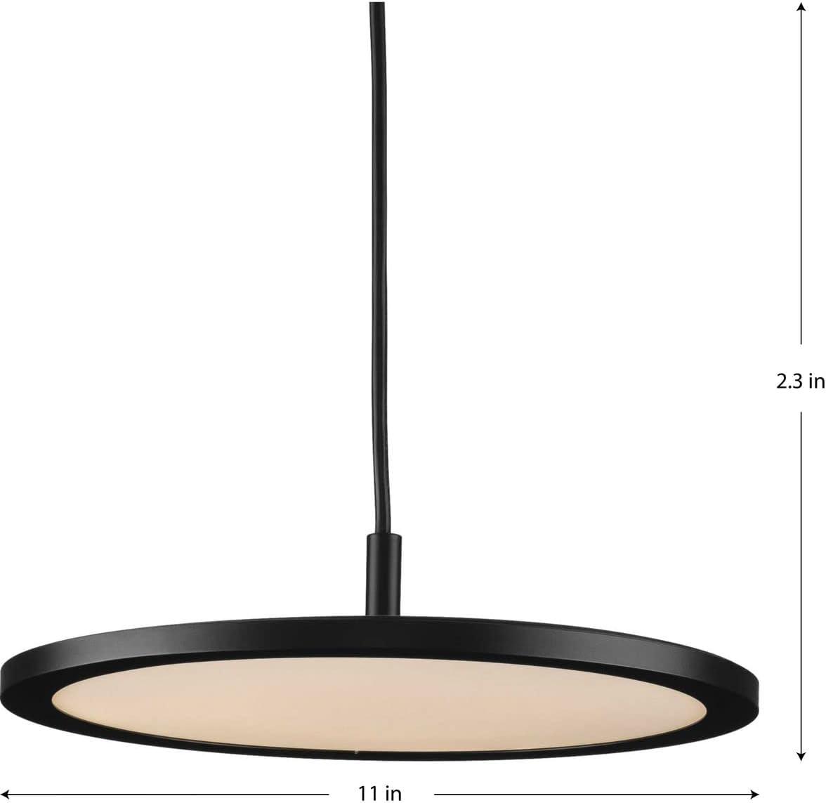 Progress Lighting Everlume 1-Light LED Pendant, Matte Black, Edge-Lit Flat Panel Diffuser