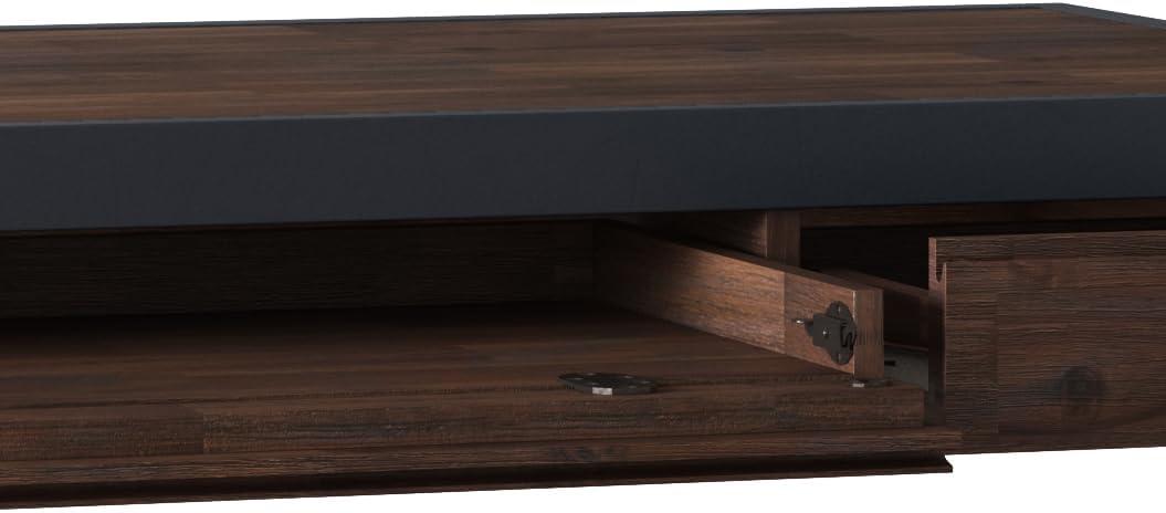 Simpli Home Erina Solid Acacia Wood Desk, Industrial Style with Keyboard Tray and 2 Drawers & Reviews | Wayfair