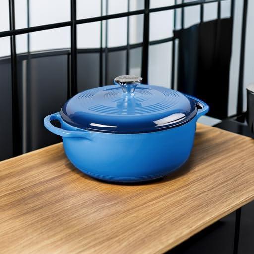 Lodge Cast Iron 4.5 Quart Enameled Dutch Oven, Blue