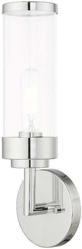 Polished Chrome Clear Glass Single Light Sconce