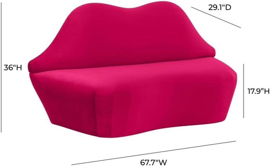 Maklaine 36"H Transitional Velvet Upholstered/Wood Settee Sofa in Pink