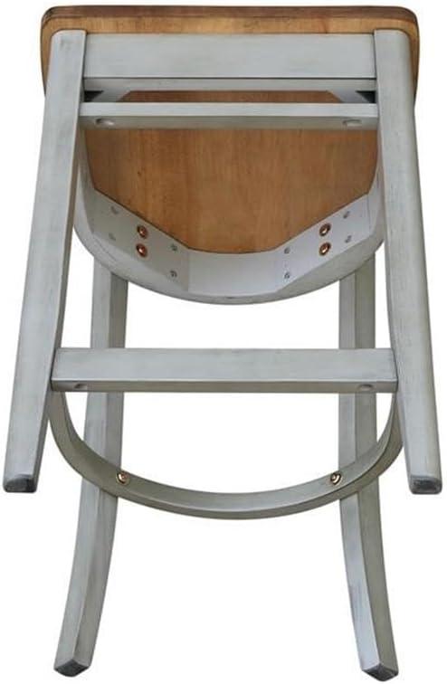 International Concepts Wood Emily Ladder Back Counter Height Stool - 24" Seat Height - Distressed Hickory/Stone