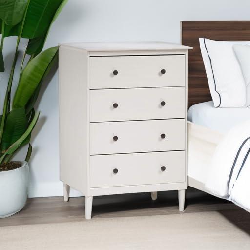 Walker Edison Traditional Solid Wood 4 Drawer Dresser in White