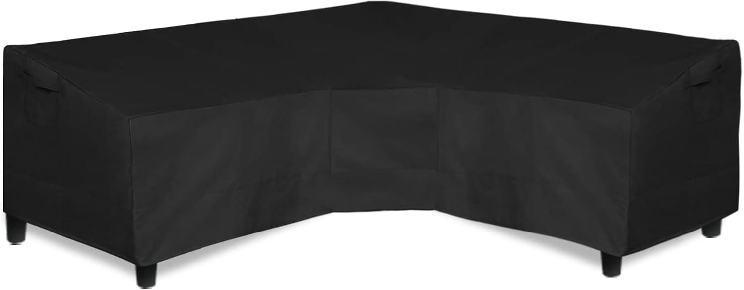 Patio V-Shaped Sectional Sofa Cover, Waterproof Outdoor Sectional Cover,Heavy Duty Garden Furniture Cover With Air Vent 89" L (On Each Side) X 31" H, Black