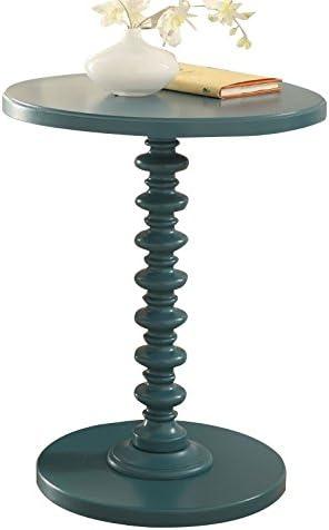 Astonishing Side Table With Round Top Teal Blue - Saltoro Sherpi