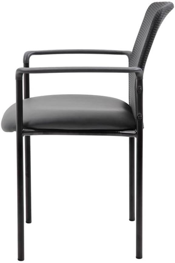 Guest Chair Black - Boss Office Products: Modern Upholstered Office Seating with Lumbar Support, Fixed Arms