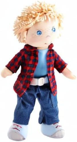 HABA Nick 12" Soft Boy Doll with Blonde Hair, Blue Eyes and Embroidered Face