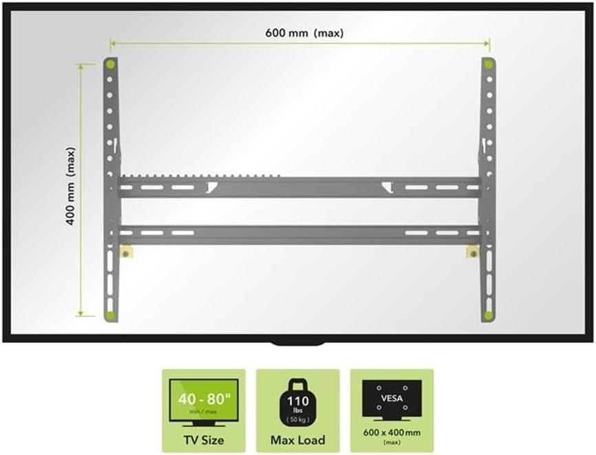 EL801B-A Adjustable Tilt Low Profile TV Mount for 40 inch to 80 inch TVs.  Black