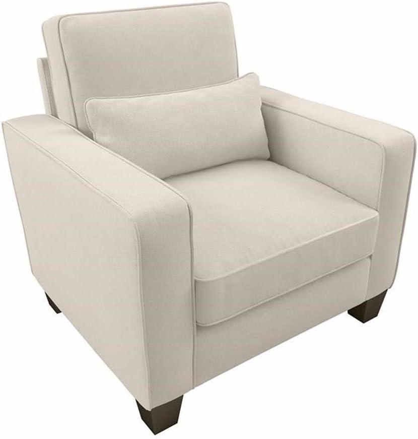 Stockton Accent Chair with Arms in Cream Herringbone Fabric