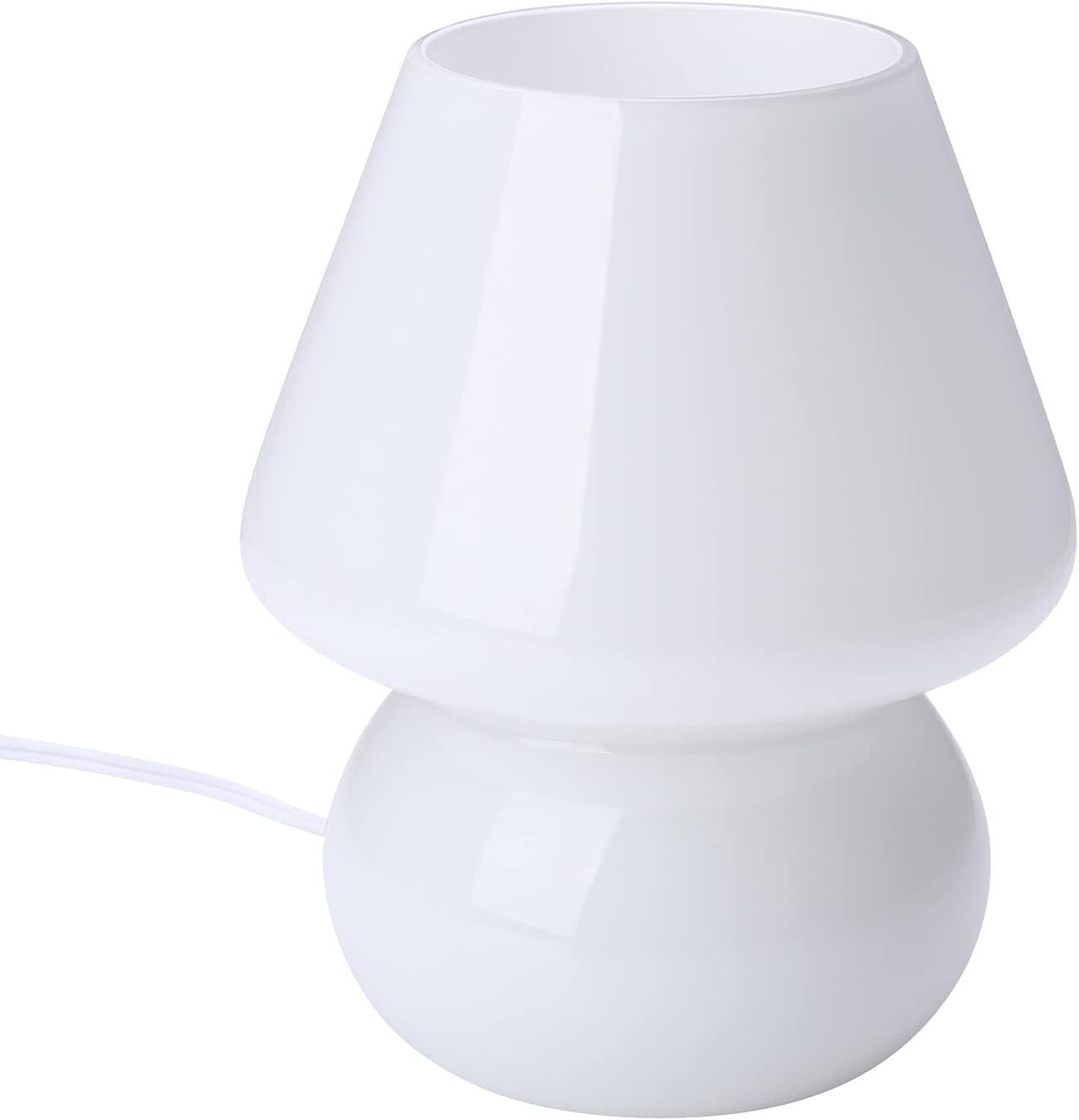 Small Beige Glass Mushroom Table Lamp