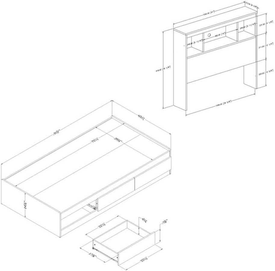 South Shore Reevo 3 Drawer Mate's & Captain's Bed with Bookcase by Southshore