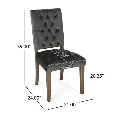Set of 2 Saltillo New Velvet Dining Chair Charcoal - Christopher Knight Home: Upholstered, Button Tufted