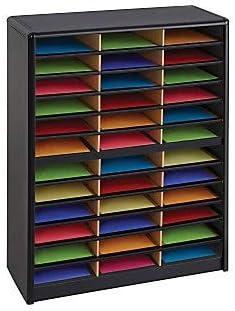 Safco Value Sorter 36 Compartment Metal Flat Files Organizer in Black