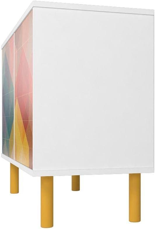 Retro Accent Cabinet from Engineered Wood in White & Multi Color Red Yellow Blue