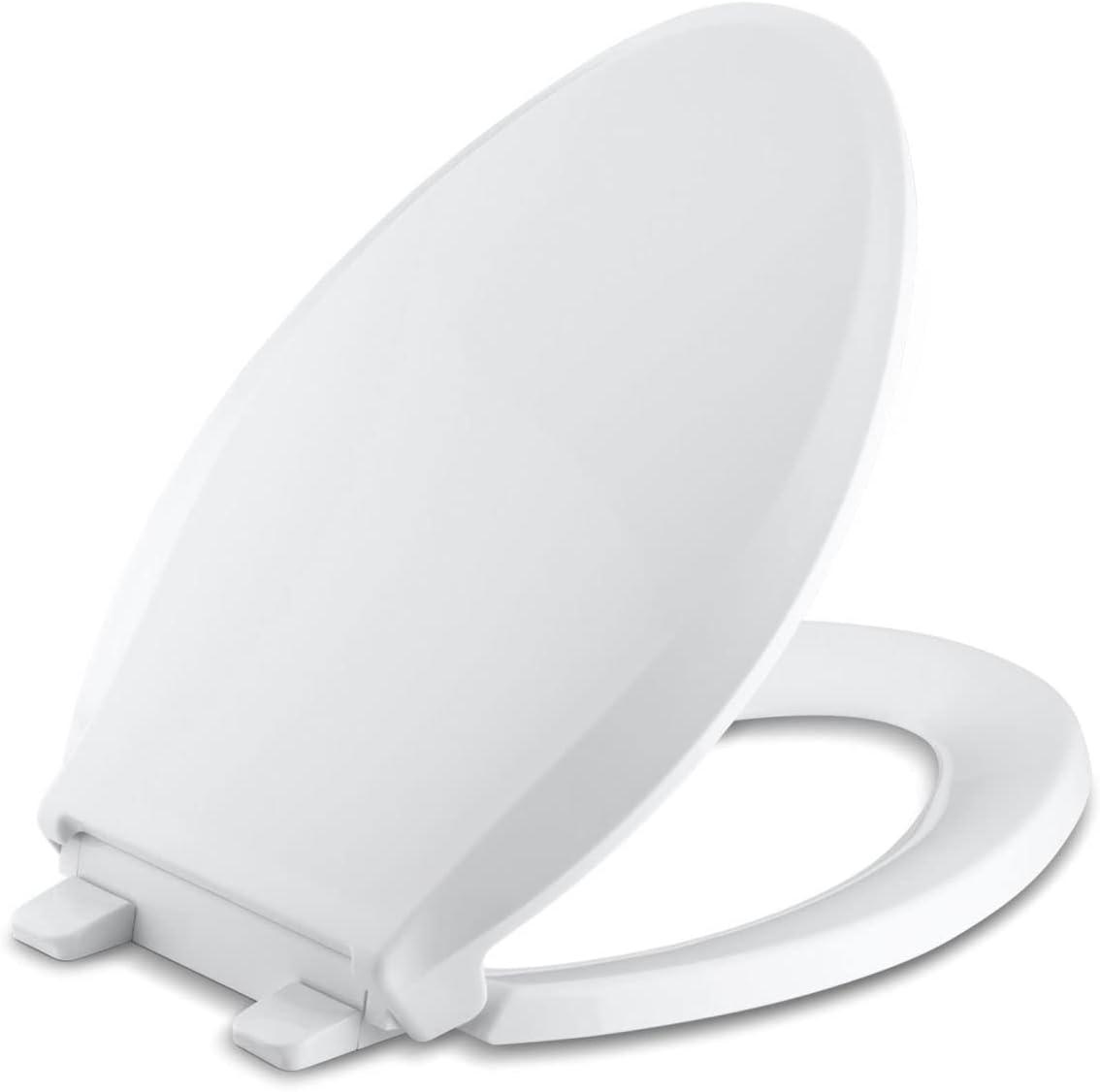 KOHLER 4636-RL-0 Cachet ReadyLatch Elongated Toilet Seat, Quiet-Close Lid and Seat, Countoured Seat, Grip-Tight Bumpers and Installation Hardware, White