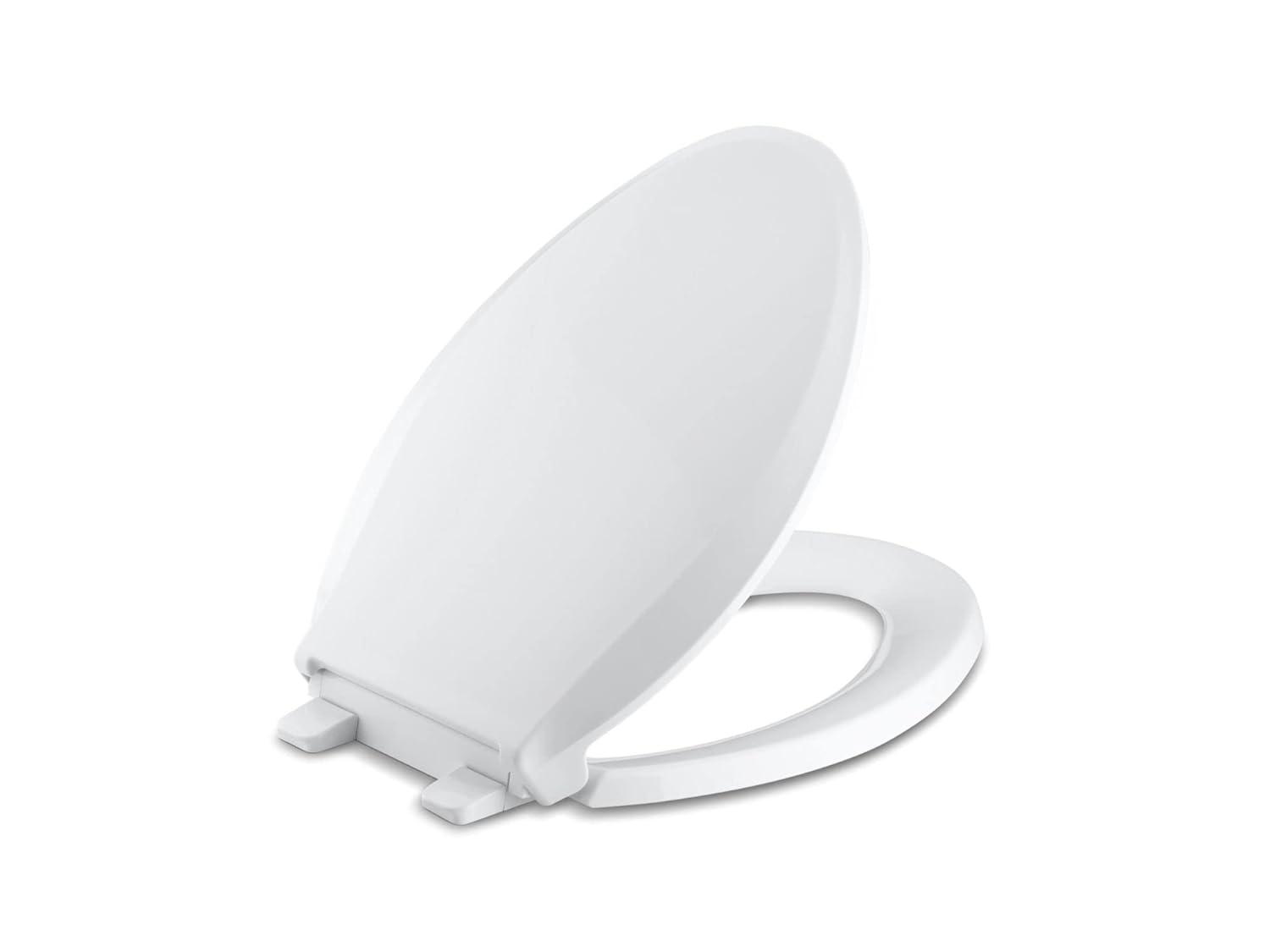 KOHLER 4636-RL-0 Cachet ReadyLatch Elongated Toilet Seat, Quiet-Close Lid and Seat, Countoured Seat, Grip-Tight Bumpers and Installation Hardware, White