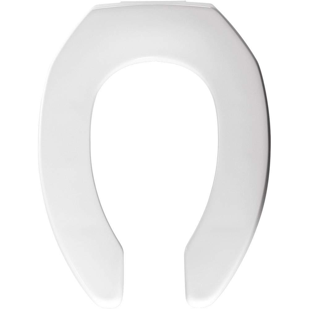2155CT Commercial Heavy Duty Open Front Toilet Seat, No Lid, Never Loosen, ELONGATED, Plastic, White