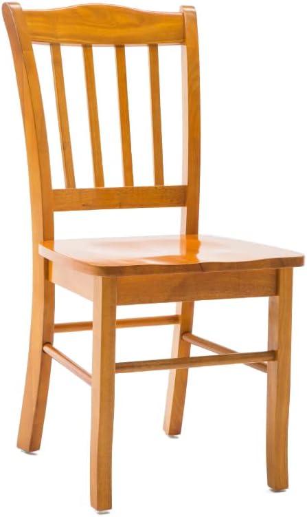 Oak Eco-Friendly Rubberwood Slat Back Dining Chairs, Set of 2