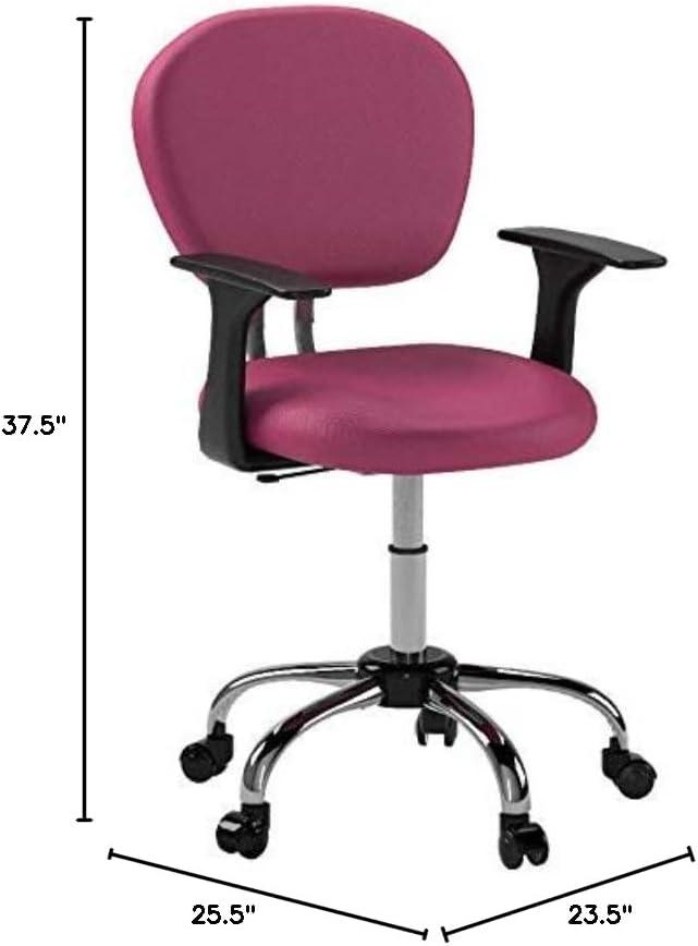 Swivel Mid-Back Pink Mesh Task Chair with Chrome Base