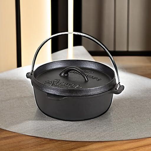 Stansport Preseasoned Cast Iron Flat Bottom Dutch Oven