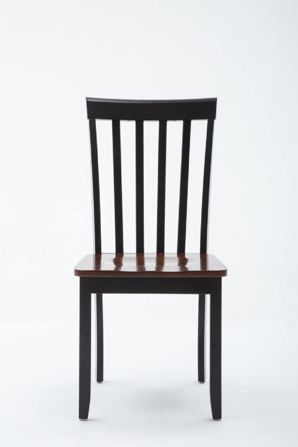 Black and Cherry Wood Transitional Side Chair Set