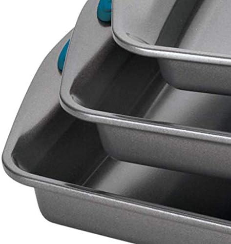 Rachael Ray 3pc Nonstick Cookie Sheet Set with Blue Grips: Carbon Steel Bakeware, Even-Heating, Dishwasher-Safe