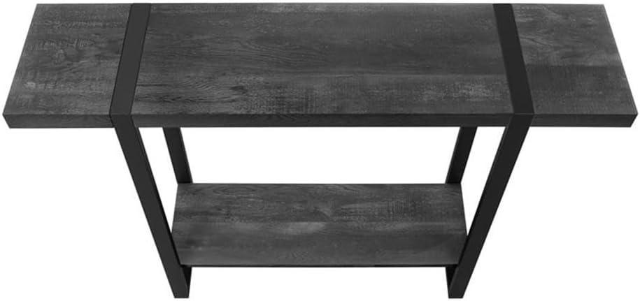 HetayC 2861 Accent Table, Console, Entryway, Narrow, Sofa, Living Room, Bedroom, Metal, Laminate, Black, Contemporary, Modern Table-48 L Reclaimed Wood-Look, 47.25" L x 12" W x 32" H