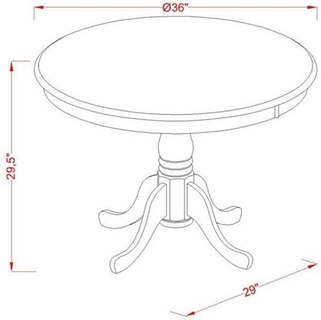 East West Furniture Antique 3-piece Wood Dining Set with Nail Heads in White