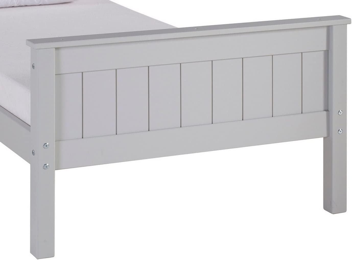 Alaterre Furniture Harmony Twin Bed, Sturdy Build for Youth Bedroom, Brazilian Pine, Headboard, Footboard, Side Rails, Slats, Dove Gray