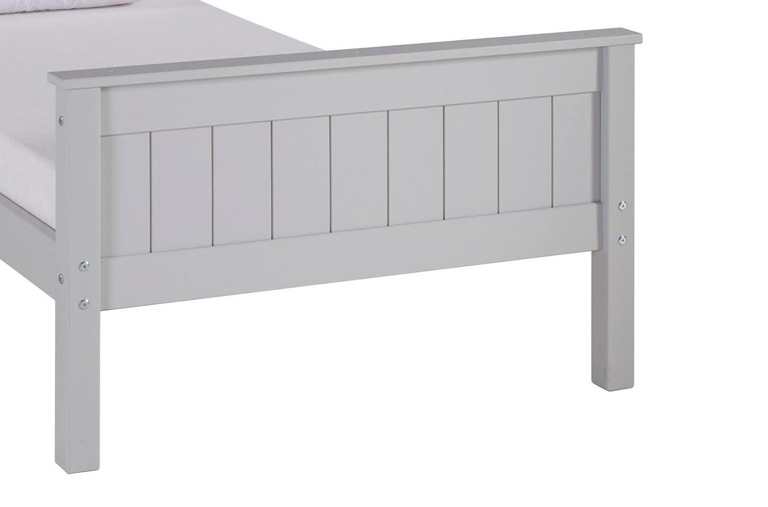Alaterre Furniture Harmony Twin Bed, Sturdy Build for Youth Bedroom, Brazilian Pine, Headboard, Footboard, Side Rails, Slats, Dove Gray