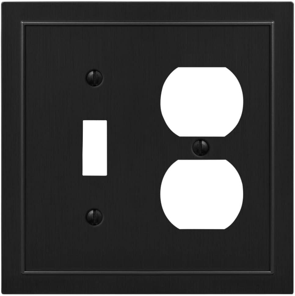 Amerelle 57TDBK Bethany Wallplate, 1 Toggle / 1 Duplex, Cast Metal, Black, 1-Pack