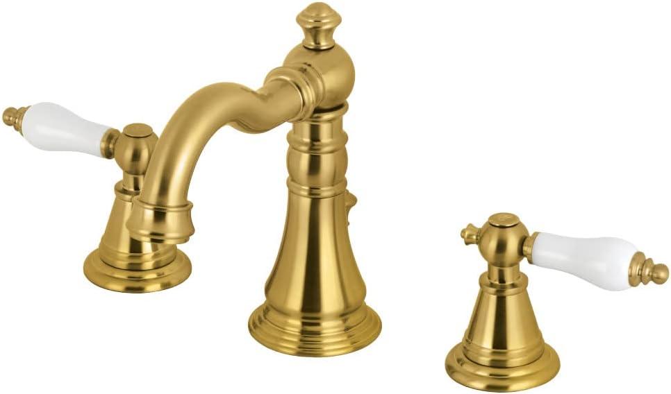 Kingston Brass English Classic Two-Handle 3-Hole Deck Mount Widespread Bathroom Faucet with Pop-Up Drain