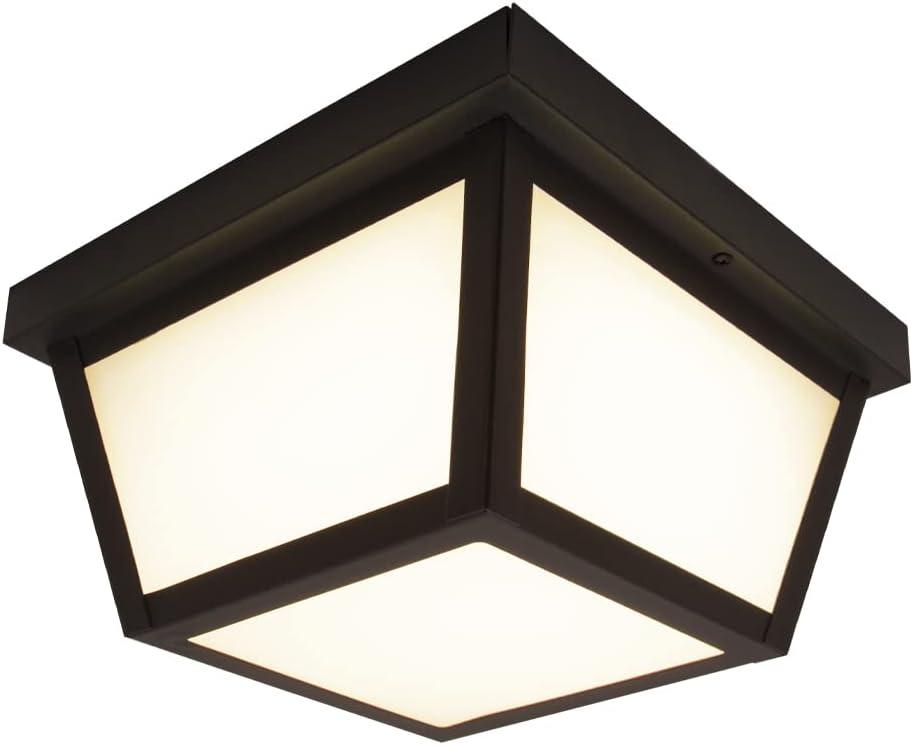 Maxxima LED Outdoor Porch Ceiling Light, Black w/ Frosted White Lens, 1000 Lumens, 3000K Warm White