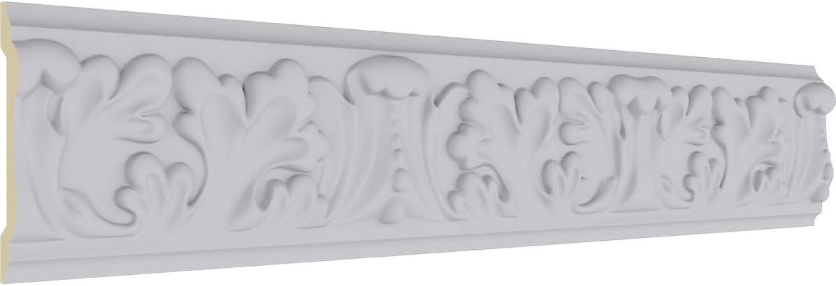 Ekena Millwork 3 1/2"H x 3/4"P x 94 1/2"L Benson Acanthus Leaf Chair Rail