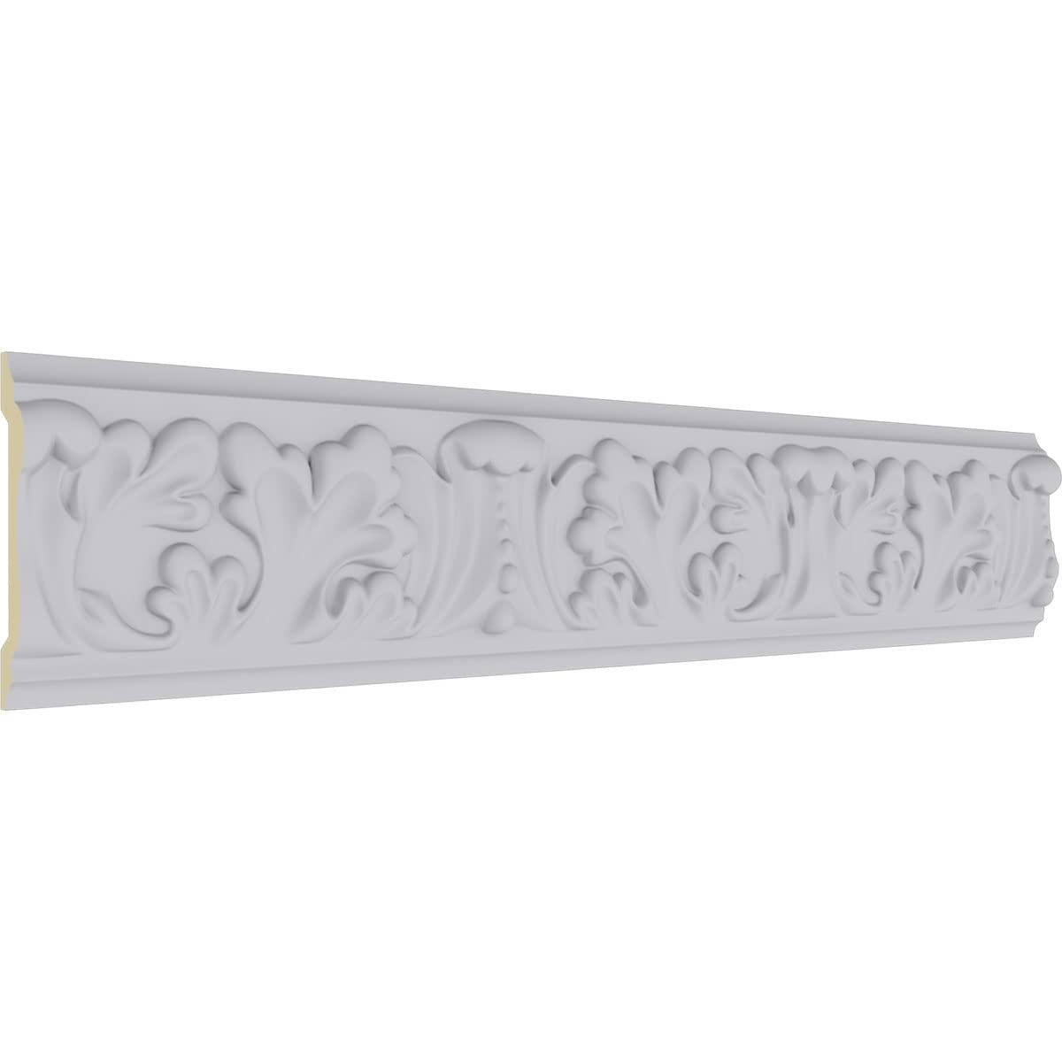 Ekena Millwork 3 1/2"H x 3/4"P x 94 1/2"L Benson Acanthus Leaf Chair Rail