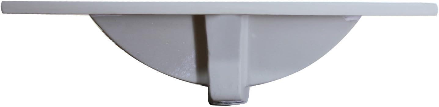 Miniyam 24" Ceramic Sink with Overflow, Drop in Bathroom Vessel Sink, White