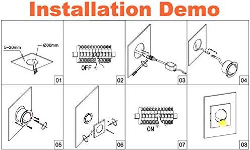 Modern Wall Sconce Light Fixture,Recessed Wall Lamp,Bedside Reading Lamp,Path/Step Light,Gimbal Hidden On/Off Switch,Circle Aluminum,LED 3W Warm White 3000k,Adjustable&Rotatable Black