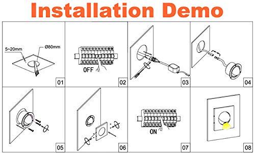 Modern Wall Sconce Light Fixture,Recessed Wall Lamp,Bedside Reading Lamp,Path/Step Light,Gimbal Hidden On/Off Switch,Circle Aluminum,LED 3W Warm White 3000k,Adjustable&Rotatable Black
