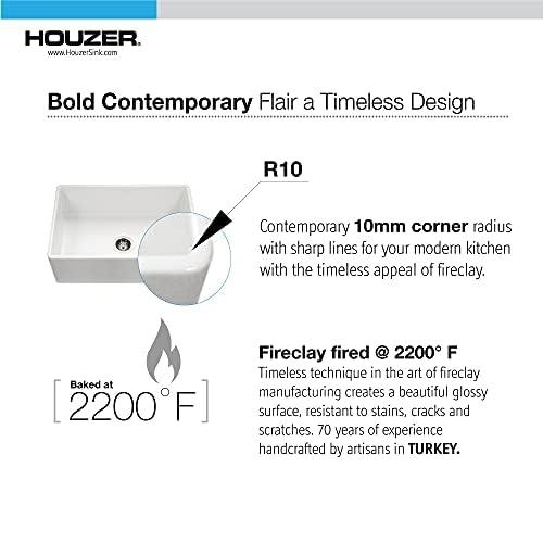 Houzer 30 in x 18 in Biscuit Fireclay Apron Front Single Bowl Kitchen Sink - PTS-4118 BQ