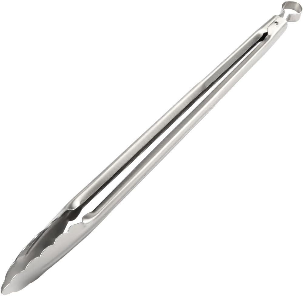 Cuisipro 16 Inch Stainless Steel Locking Kitchen Tongs, Silver