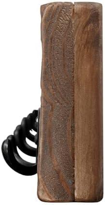 Alaterre 12 Hook Natural Coat Hook, Metal and Wood, 75 lbs Limit